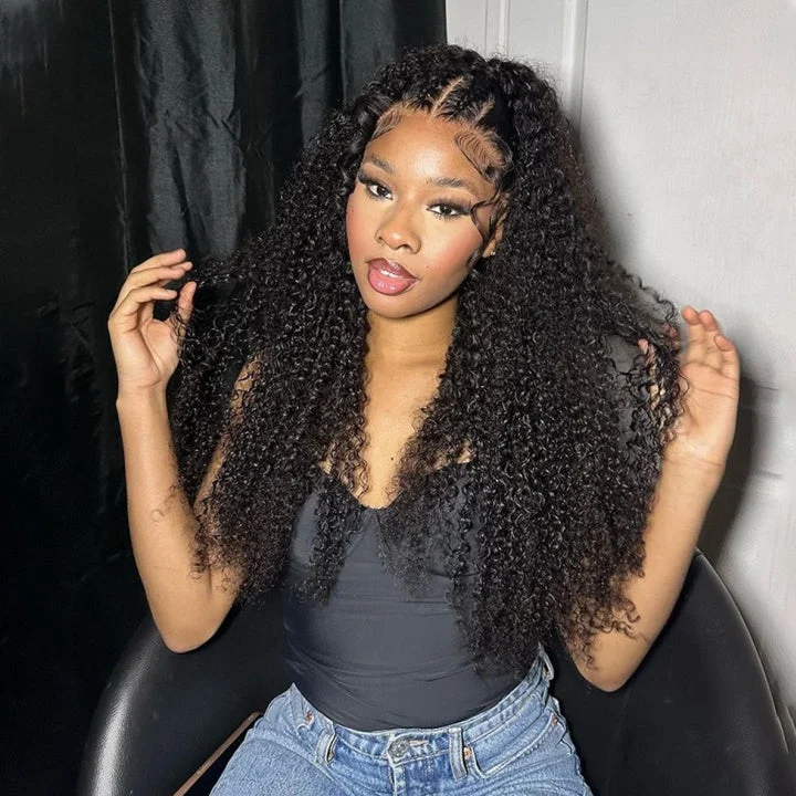 Afro - curly wig with a full and voluminous look Curly 13x4 Standard Lace Front Brazilian Virgin Human Hair