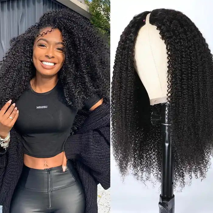 Curly wig with a wavy fringe for a soft and feminine look Raw Hair Virgin Hair Afro Curly V Part Wig Kinky Curly V Shaped Wig Curly wig with a wavy fringe for a soft and feminine look Raw Hair Virgin Hair Afro Curly V Part Wig Kinky Curly V Shaped Wig