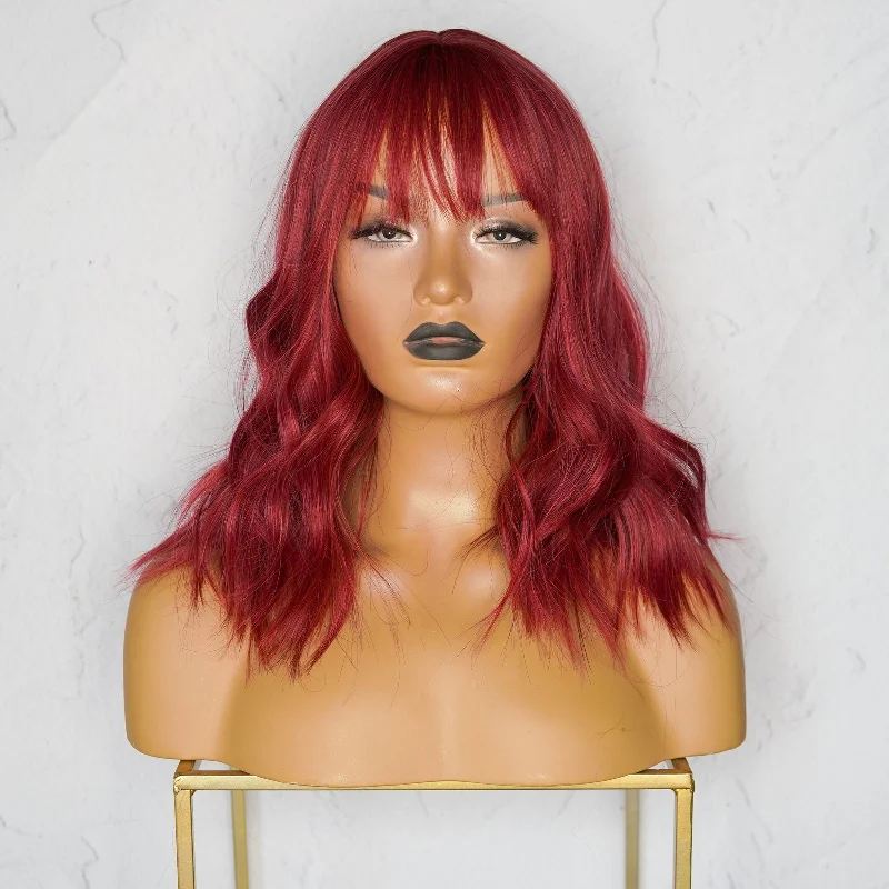 Wig with bangs for a gothic look PERI Burgundy Red Bob Fringe Wig