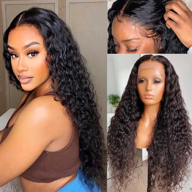 Water wave wig with a 150 - density for a full and thick appearance Water wave wig with a 150 - density for a full and thick appearanceModern Show 150 Density Water Wave Transparent Lace Front Wigs Brazilian Virgin Human Hair Lace Wigs