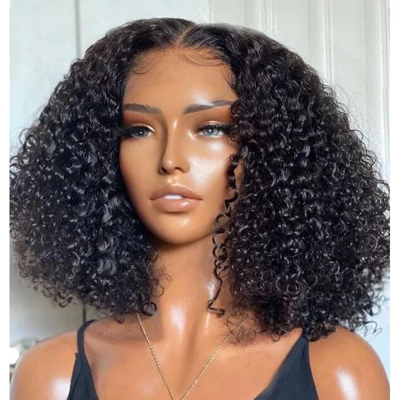 Curly wig with a pre - bleached knot for a natural - looking scalp Glueless 5x5 Undetectable Real HD Lace Closure Wig Curly Bob Human Hair Wig Curly wig with a pre - bleached knot for a natural - looking scalp Glueless 5x5 Undetectable Real HD Lace Closure Wig Curly Bob Human Hair Wig