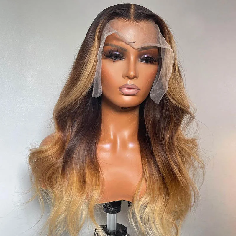 Beeos 13X4 SKINLIKE Real HD Lace Full Frontal Wig Blonde Ombre Body Wave BL015