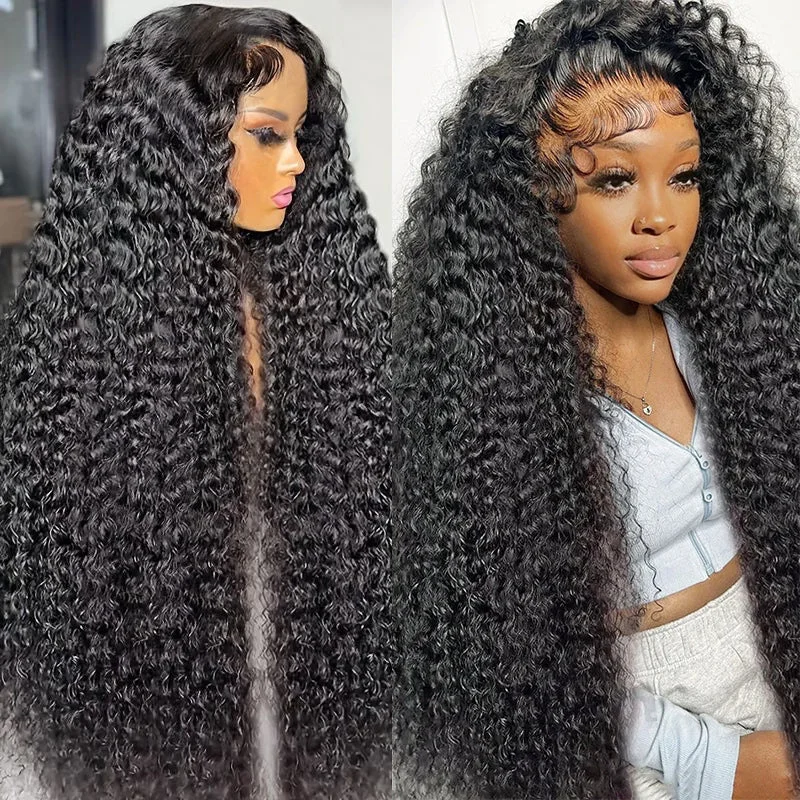 Ishow Pre Cut Lace Glueless Lace Wigs Deep Wave Human Hair Wig 4x4 Lace Closure Wigs Ready To Wear HD Transparent Lace Wig