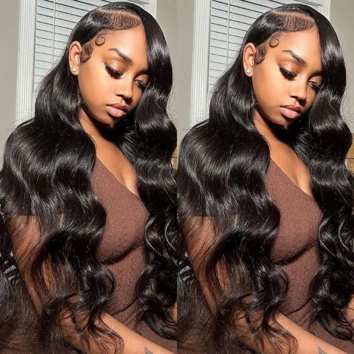 Glueless Black Body Wave 13x4/6x4.5 Closure Lace Colord Wig Pre Plucked Hairline-Amanda Hair Glueless Black Body Wave 13x4/6x4.5 Closure Lace Colord Wig Pre Plucked Hairline-Amanda Hair