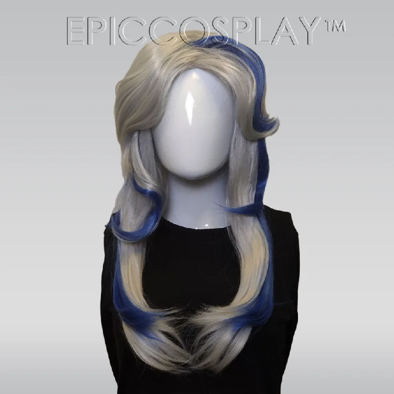Long - length wig with a heat - resistant formula for easy styling at home Signature - Silver and Royal Blue Multi Layer Wig