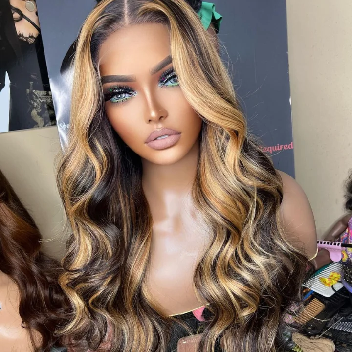 Extra 38% Off Clearance Human Hair Money Piece Highlight Blonde Body Wave Lace Front Color Wigs Highlight 1B/2713x4 HD Lace frontal Human Hair Wig-Amanda Hair Extra 38% Off Clearance Human Hair Money Piece Highlight Blonde Body Wave Lace Front Color Wigs Highlight 1B/2713x4 HD Lace frontal Human Hair Wig-Amanda Hair
