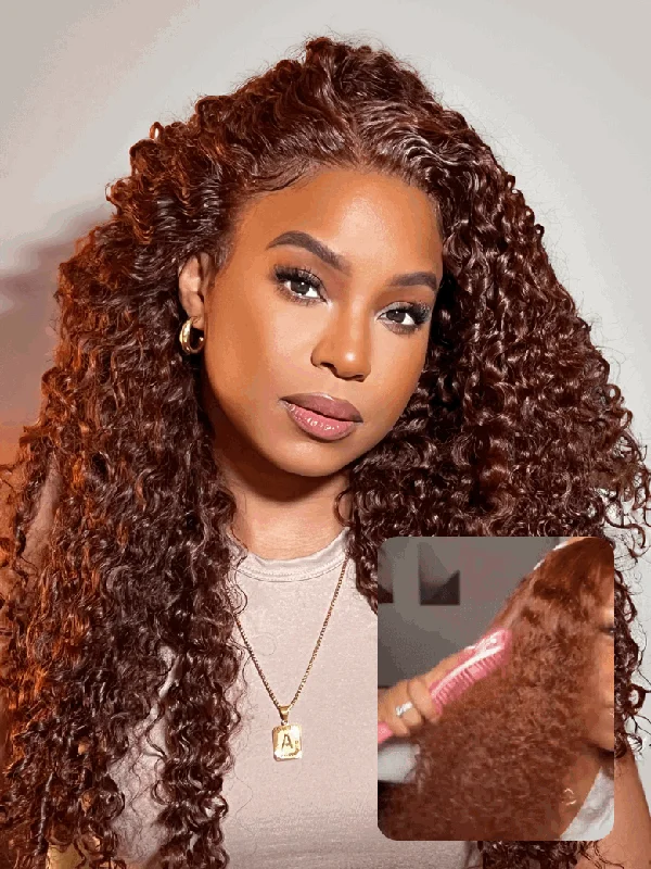 Curly wig in a platinum - blonde color for a bold and trendy look Beme 13x4 Glueless ReadyWear Reddish Brown Jerry Curly Wig 100% Human Hair Curly wig in a platinum - blonde color for a bold and trendy look Beme 13x4 Glueless ReadyWear Reddish Brown Jerry Curly Wig 100% Human Hair