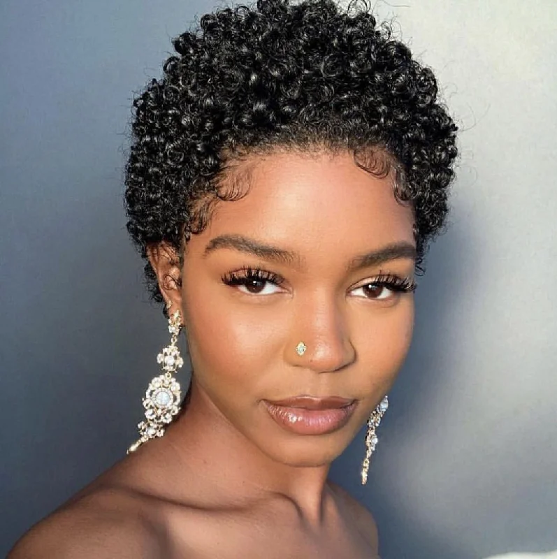 Ombre curly wig with a seamless color blend Modern Show Afro Kinky Curly Human Hair Wigs Glueless Pixie Cut Wig Ombre curly wig with a seamless color blend Modern Show Afro Kinky Curly Human Hair Wigs Glueless Pixie Cut Wig
