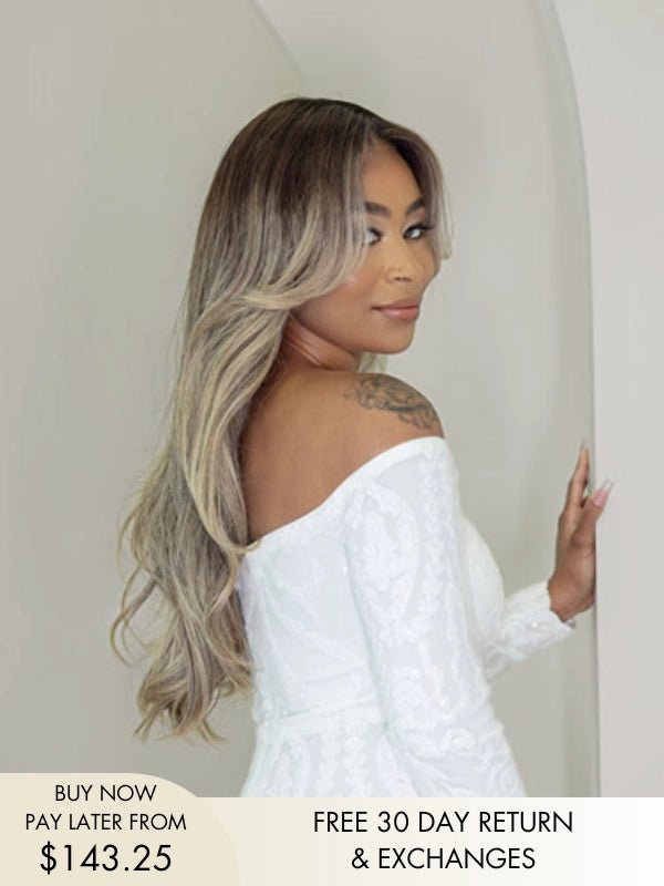 Elle Ash Blonde Curtain Bang Glueless Wig
