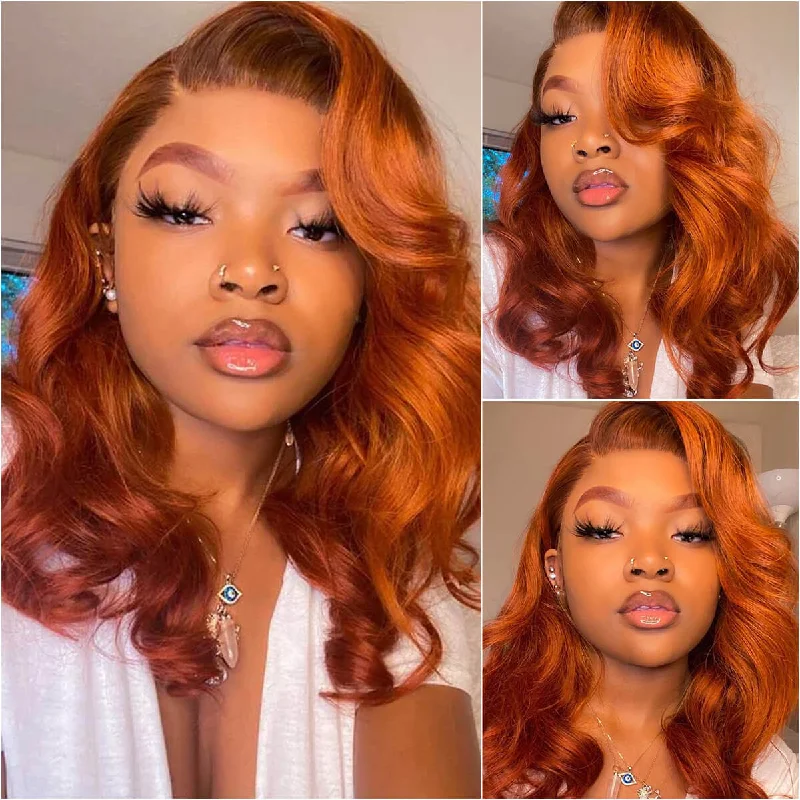 Ginger Color Glueless Wig Mid Length Body Wave Glueless Lace Wig Human Hair 13*4 Lace Front Colored Wigs -Amanda Hair Ginger Color Glueless Wig Mid Length Body Wave Glueless Lace Wig Human Hair 13*4 Lace Front Colored Wigs -Amanda Hair