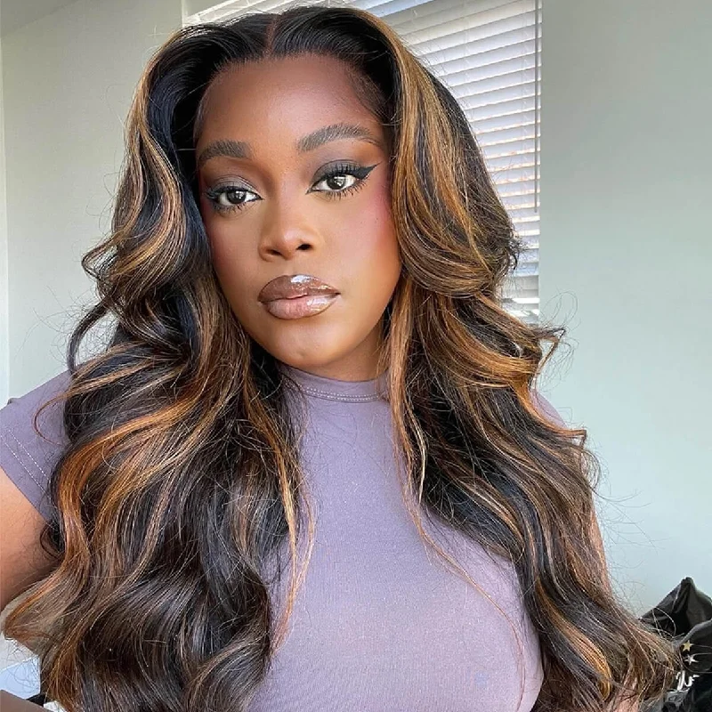 Glueless Lace Wig Highlight Wear & Go  Body Wave Straight Wig 180% Density Pre-plucked