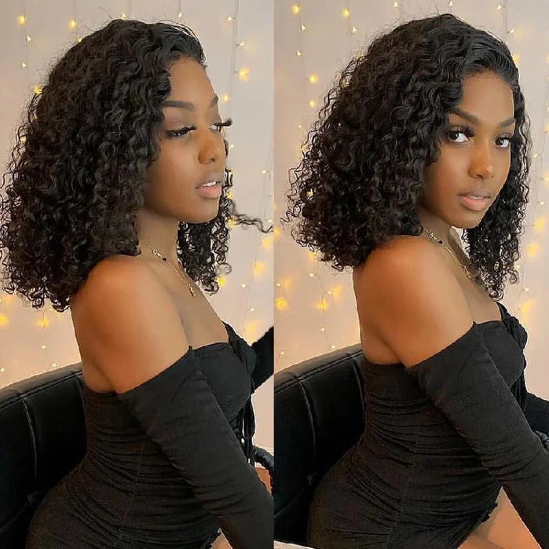 Curly wig with a middle - part for a classic and elegant style Modern Show 180 Density Modern Show Curly Bob 13X4 Frontal Wig With Pre Plucked Baby Hair Nautral Hairline Real Human Hair