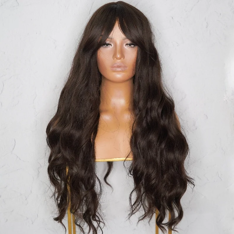 Wig with bangs for special occasions YASMIN Dark Brown Fringe Wig