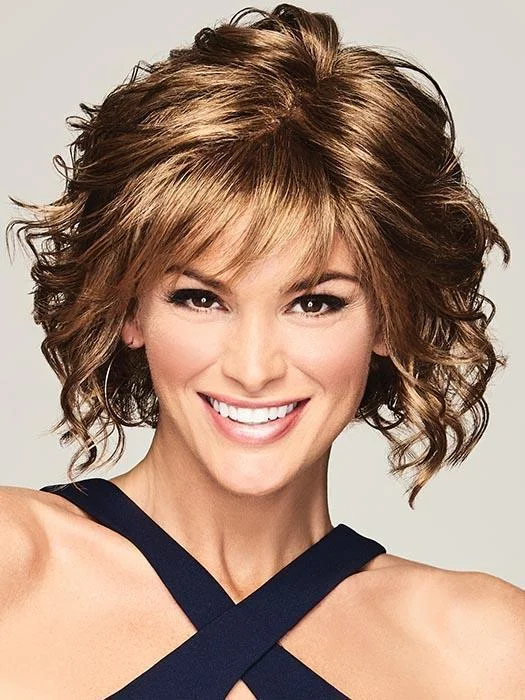 Wavy wig with bangs for a romantic appearance Fresh Chic | Synthetic Lace Front Wig (Mono Part)