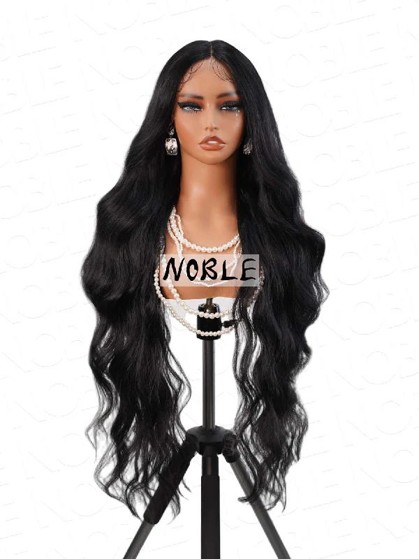 Noble 36 Inch Lace Front Wig T-Part Synthetic Body Wave 13×4×1 Lace Wig Pre Plucked Natural Color Noble 36 Inch Lace Front Wig T-Part Synthetic Body Wave 13×4×1 Lace Wig Pre Plucked Natural Color