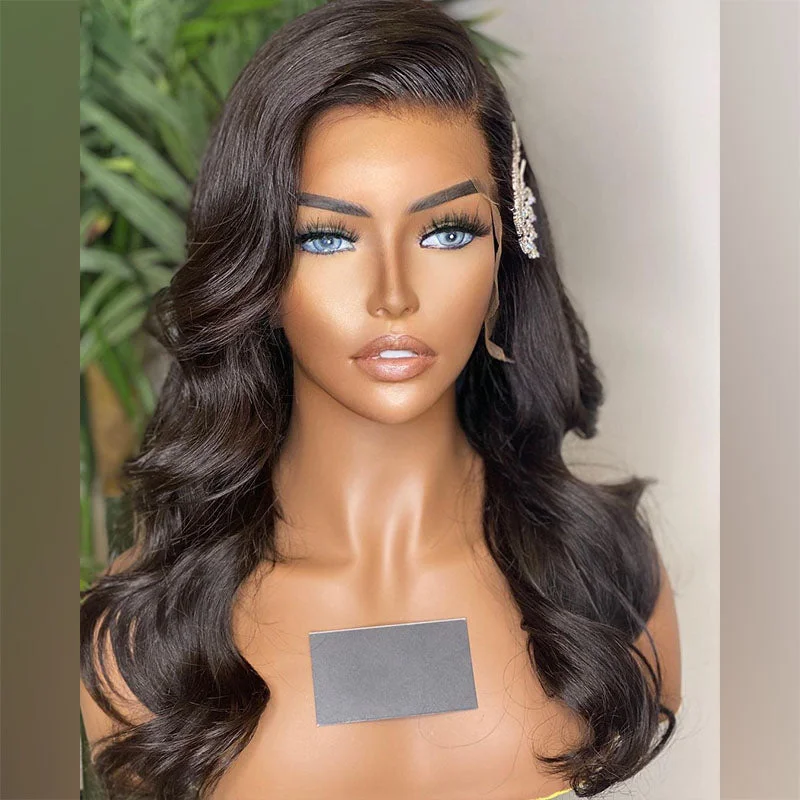 Beeos 13x4 Straight & Body Wave Skinlike Real HD Lace Full Frontal Human Hair Wig BL215 Ship From Amazon
