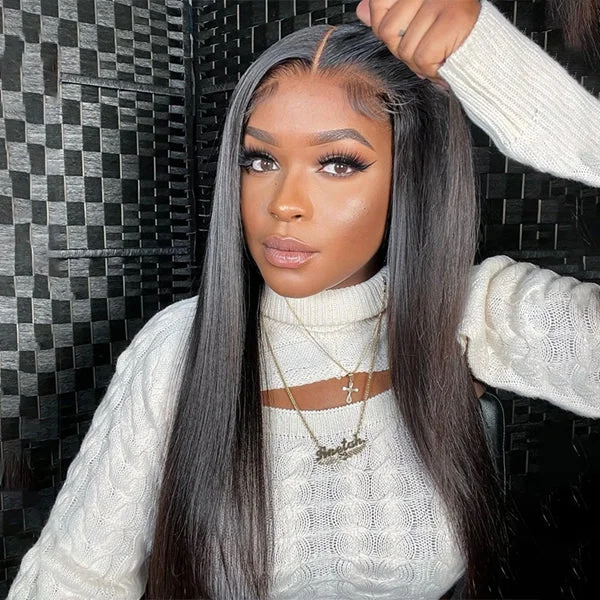 Lumiere Long Straight 4x4 5x5 Pre-cut Lace Ready To Go Glueless Lace Closure Human Hair Wigs