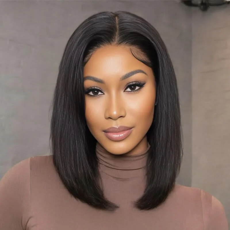13x4 HD Lace Frontal Bob Wig Straight Natural Black