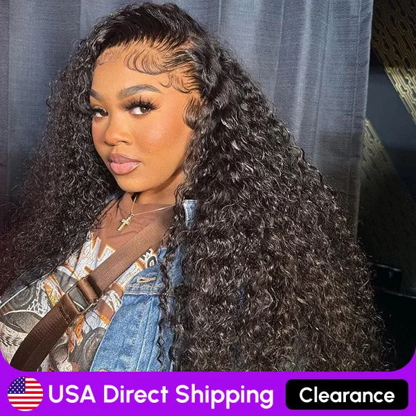 Water wave wig with a curly fringe for a playful and youthful vibe USA Warehouse Clearance | Water Wave Lace Frontal Wig 13x4 HD Lace Wigs Pre Plucked Low Stock