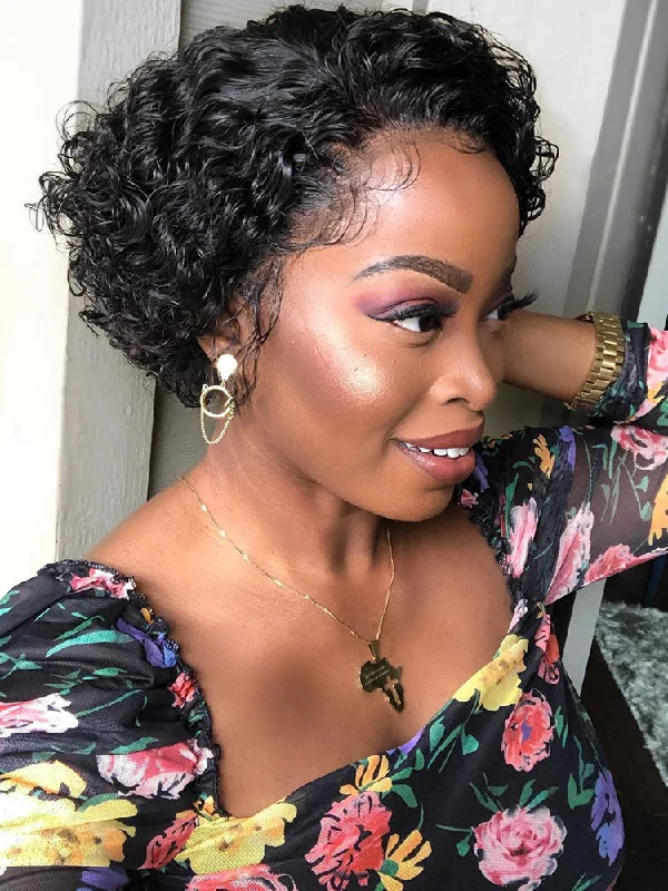 Bob Wigs for TikTok - Inspired Styles​ CurlyMe Summer Hairstyle Short Curly Hair Pixie Wig Human Hair Lace Wigs