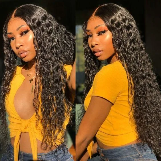 Water wave wig with a honey - blonde color for a warm and sunny appearance Water Wave Human Hair Full Lace Wigs Pre Plucked Hairline With Baby Hair-Amanda Hair