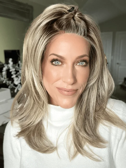 Long - length wig with a side - part for a more flattering look Spotlight Petite | HF Synthetic Lace Front Wig (Mono Top)
