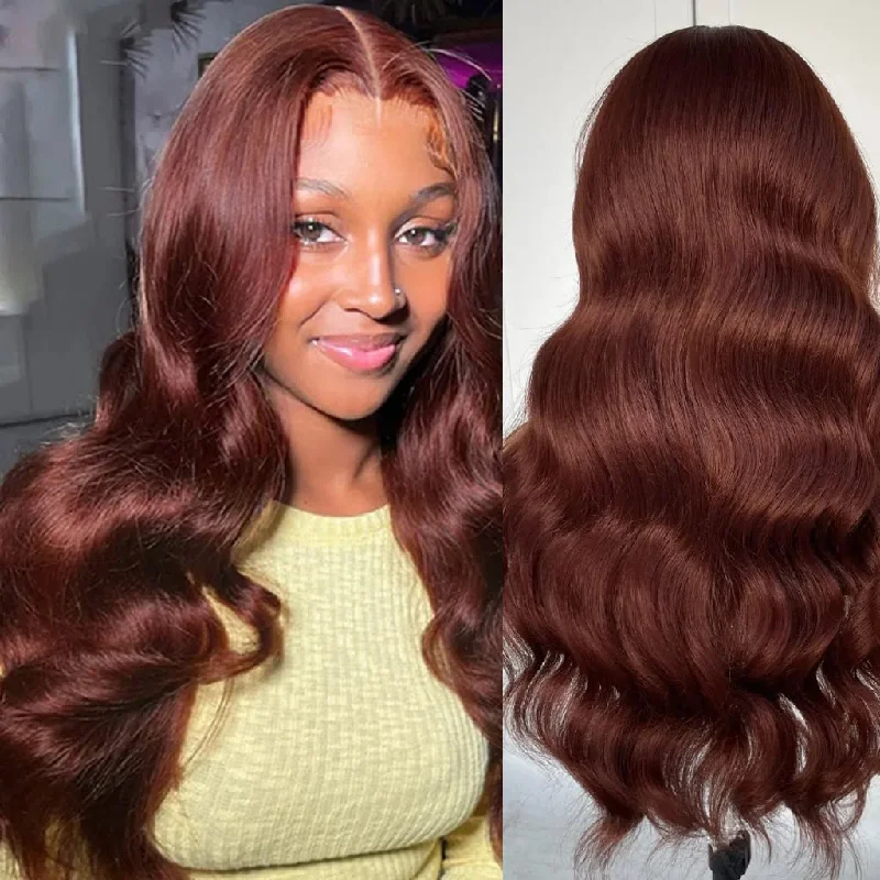 Reddish Brown Colored Wig Body Wave 13x4 Lace Front Wig 4x4 Lace Closure Wigs