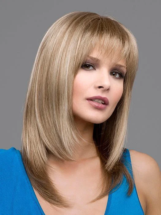 Wavy wig with bangs for a romantic appearance Madison | Synthetic Wig (Mono Top)