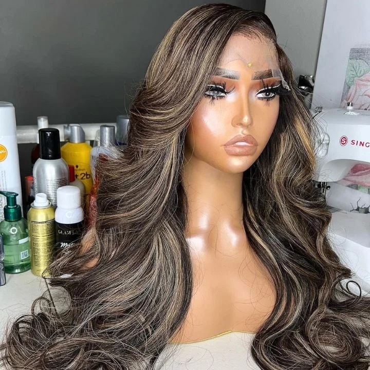 Highlight Light Blonde Glueless Transparent Lace Closure Human Hair Straight/Body Wave Wigs 5x5 Lace Part Colored Wig-Amanda Hair Highlight Light Blonde Glueless Transparent Lace Closure Human Hair Straight/Body Wave Wigs 5x5 Lace Part Colored Wig-Amanda Hair