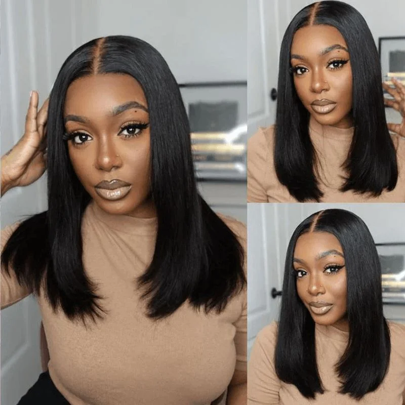 Synthetic Bob Wigs for Budget - Conscious Shoppers​ Bob Wigs with Baby Hairs for a Realistic Appearance​ Ali Grace 13x4 Lace Front Straight Bob Wigs Natural Color