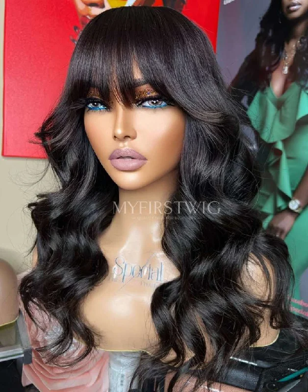 16-20 Inch Wavy With Bangs HD Lace Wear & Go Glueless Wig - CLW004