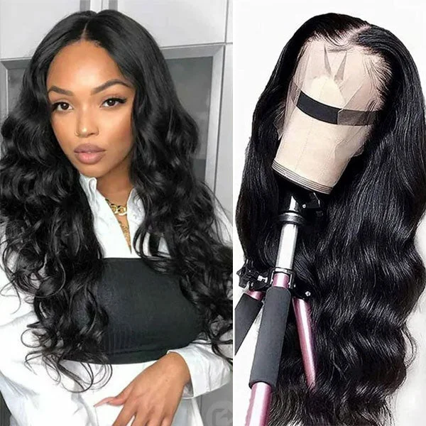 💥[ BIG SALE ] Body Wave Raw Wavy Hair Compact Frontal  Wig 18"